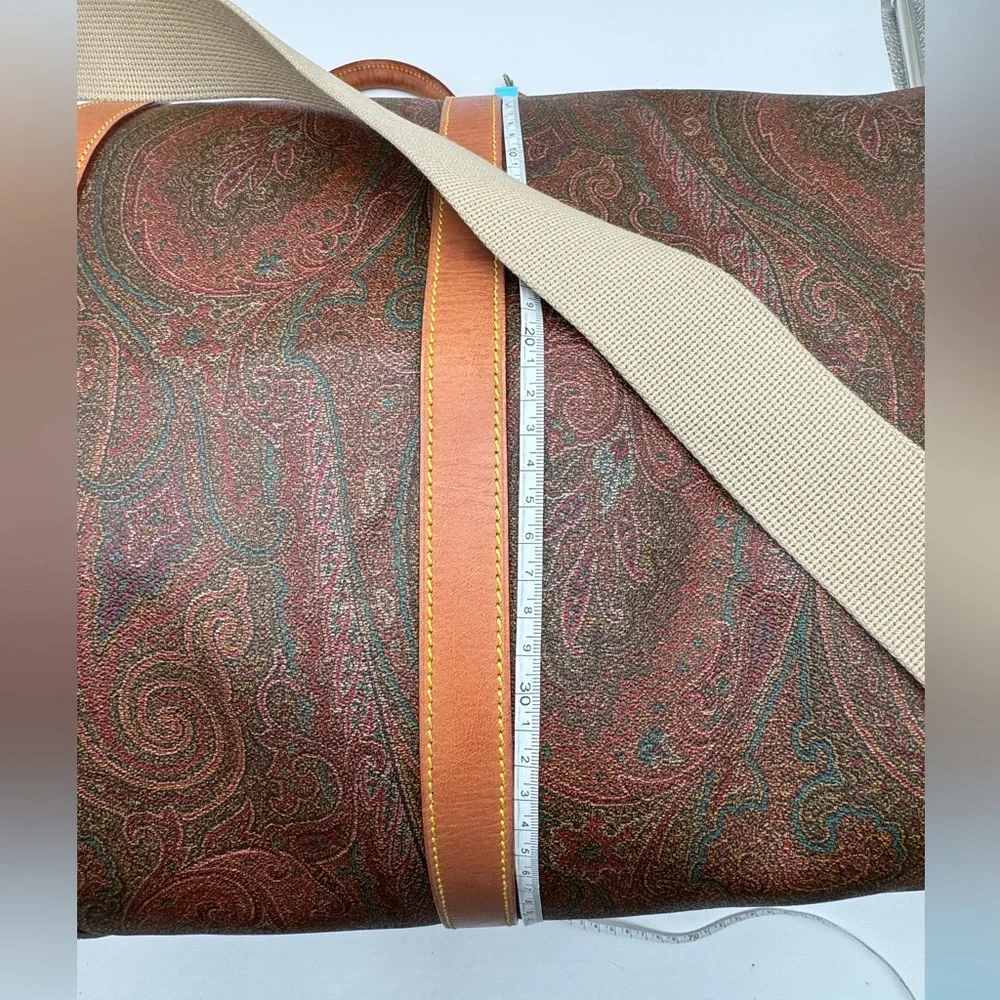 ETRO -Authentic-Paisley Coated Canvas Bandolier Duffle w/ Lock/Key/Strap 60 - Picture 3 of 16
